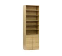 Etagère. bibliothèque modulable décor bois chêne 3 éléments - 2 portes 5 étagères L 70 x P 35 x H 210cm - Kompo