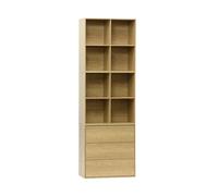 Etagère. bibliothèque modulable décor bois chêne 3 éléments - 3 tiroirs 8 niches L 70 x P 35 x H 210cm - Kompo