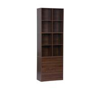 Etagère. bibliothèque modulable décor bois noyer 3 éléments - 3 tiroirs 8 niches L 70 x P 35 x H 210cm - Kompo