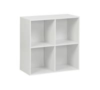 sweeek - Etagère. bibliothèque. Module de Rangement décor Bois Blanc 4 Compartiments L 70 x P 35 x H 70cm - Kompo