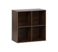 sweeek - Etagère. bibliothèque. Module de Rangement décor Bois Noyer 4 Compartiments L 70 x P 35 x H 70cm - Kompo