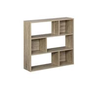 Etagère bibliothèque naturelle Pieter 3 étagères 6 compartiments de rangement