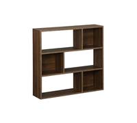 Etagère bibliothèque noyer Pieter 3 étagères 6 compartiments de rangement