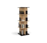 IDMarket - Etagère bibliothèque rotative 4 Niveaux RAPHA Noir et Effet Bois