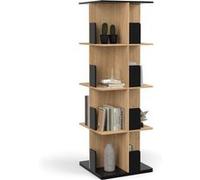 IDMarket Étagère bibliothèque rotative RAPHA 4 niveaux Noir effet bois