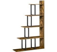 HomCom Étagère séparateur style industriel en escalier 5 étagères 102×30×160 cm brun rustique