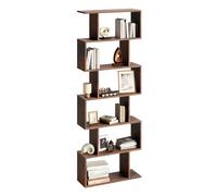 Etagère Bibliothèque Séparation de pièce | Etagère en Bois Moderne avec Compartiments décalés | Stable & Polyvalente pour Le Salon, Le Bureau ou l'entrée | 70x24x190 cm (LxPxH) | Bois foncé
