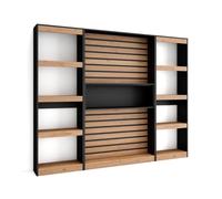 Étagère Bibliothèque - SKRAUT HOME - 230x186x25cm - Chêne et noir - Style moderne - Grande capacité de rangement