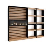 Étagère Bibliothèque - SKRAUT HOME - 230x186x25cm - Chêne et noir - Style moderne - Trois Étagère Bibliothèque