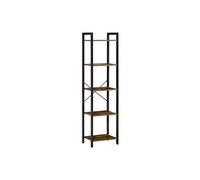 HOMCOM Étagère bibliothèque Style Industriel H154 cm 5 étagères Acier Noir Panneaux Particules Aspect Bois Vieilli