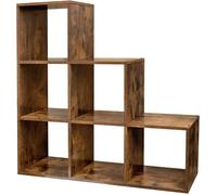 Bibliothèque, Étagère Escalier, Cloison Séparateur, Meuble De Rangement, 6 Compartiments, Pour Bureau, Salon, Chambre, Marron Rustique 97,5 X 29 X 97,5 Cm Marron