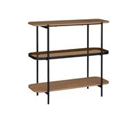 Etagère bibliothèque verre, décor bois et métal 3 niveaux SMOOKY