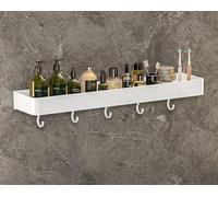 Étagère Blanche Salle de Bain Salle de Bain Rangement, Blanc - Simple Couche 60cm avec Crochet