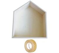Etagère bois maison 35 x 30 x 10 cm + masking tape doré à paillettes 5 m - Youdoit Beige G