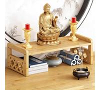 Étagère Bouddha, Autel De Sanctuaire Robuste Et Résistante, Résistante Aux Chocs Convient for La Vénération Dans Les Salons Et Les Balcons(Natural,SINGLES NO DRAWER_27.2IN)