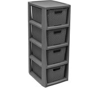BranQ - Home essential Étagère en Plastique Aspect rotin Anthracite 23 x 29 x 65 cm