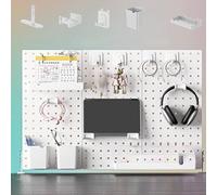 Etagere Bureau Pegboard Accessoires Inclus Se Fixe sur Un Bureau Ou Peut Être Utilisé Debout Longueur : 20/41/62 Cm for Les Bureaux À Domicile Installation sans Perçage(White,62.2 * 42.5cm)