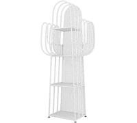 Étagère Cactus à 4 Niveaux, Bibliothèque Autoportante avec Crochets Bilatéraux, Affichage évidé en Métal, Étagères De Rangement, Organisateur pour Salon, Chambre, White, One Size