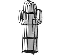 Étagère Cactus à 4 Niveaux, Bibliothèque Autoportante avec Crochets Bilatéraux, Affichage évidé en Métal, Étagères De Rangement, Organisateur pour Salon, Chambre, Black, One Size