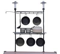 Étagère Camping Table - Support Métal Pliable Stable, Plateforme Extérieure Polyvalente, Rangement Ustensiles Légers, Installation Rapide, Pique-Nique Randonnée, Organisation Bivouac Compacte | Surfac