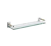Étagère carrée en verre pour salle de bain avec rail - Étagère de douche simple de 70 cm - Miroir avant - Solution de rangement murale moderne pour la maison