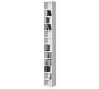 [en.casa] Tour CD Étagère DVD Meuble de Rangement Design avec 12 Surfaces de Stockage Réglable en Hauteur Panneau de Particules Mélaminé 175 x 20 x 20 cm Blanc