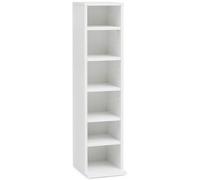Étagère CD WL5.836 en bois - 21 x 90 x 20 cm - Bibliothèque ouverte étroite - Rangement CD - Petite étagère design blanche - Étagère sur pied à 6 compartiments ouverts - Étagère CD en bois blanche