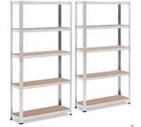 msw MSW-STSH-33 Étagère charge lourde Étagère métallique Étagère d'atelier 90 x 30 x 180 cm Supporte 5 x 175 kg Gris Lot de 2