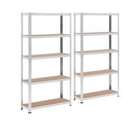msw MSW-STSH-33 Étagère charge lourde Étagère métallique Étagère d'atelier 90 x 30 x 180 cm Supporte 5 x 175 kg Gris Lot de 2