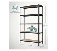 Étagère Charge Lourde À 5 Niveaux, Meuble De Rangement En Acier - Noir Noir