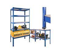 tectake® Étagère Garage Étagère Charge Lourde Meuble de Rangement modulable en métal 5 tablettes 90,5 x 45,5 x 180,5 cm Max. 1325 kg Rangement Outils Rangements Atelier pneus Rangement buanderie