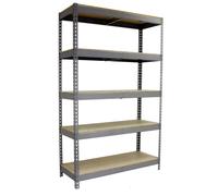 Étagère charge moyenne 500 à 600kg - 2500x1200x750 - 5 niveaux Gris/Bois - SIMON RACK - 8435104976777