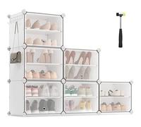 Étagère Chaussure 6 Compartiments - SONGMICS - Blanc - Cadre en Acier - Panneaux en Plastique