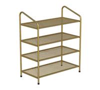 Etagere Chaussure,Multifonction Étagère À Chaussures En Maille De Fer Métallique Organisateur Stockage Multifonctionnel Étagères Support Pour Salon Entrée Chambre Banc de Rangement(Gold,4 Tier)
