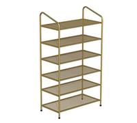 Etagere Chaussure,Multifonction Étagère À Chaussures En Maille De Fer Métallique Organisateur Stockage Multifonctionnel Étagères Support Pour Salon Entrée Chambre Banc de Rangement(Gold,6 Tier)