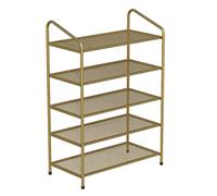 Etagere Chaussure,Multifonction Étagère À Chaussures En Maille De Fer Métallique Organisateur Stockage Multifonctionnel Étagères Support Pour Salon Entrée Chambre Banc de Rangement(Gold,5 Tier)