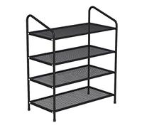 Etagere Chaussure,Multifonction Étagère À Chaussures En Maille De Fer Métallique Organisateur Stockage Multifonctionnel Étagères Support Pour Salon Entrée Chambre Banc de Rangement(Black,4 Tier)
