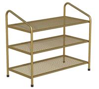 Etagere Chaussure,Multifonction Étagère À Chaussures En Maille De Fer Métallique Organisateur Stockage Multifonctionnel Étagères Support Pour Salon Entrée Chambre Banc de Rangement(Gold,3 Tier)