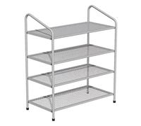 Etagere Chaussure,Multifonction Étagère À Chaussures En Maille De Fer Métallique Organisateur Stockage Multifonctionnel Étagères Support Pour Salon Entrée Chambre Banc de Rangement(White,4 Tier)