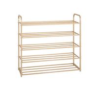 Etagere Chaussure,Multifonction Porte-chaussures à 5 niveaux, Organisateur de chaussures robuste en métal, Assemblage rapide, stockage for l'entrée, placard, couloir Banc de Rangement(Gold,80cm)