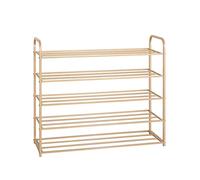 Etagere Chaussure,Multifonction Porte-chaussures à 5 niveaux, Organisateur de chaussures robuste en métal, Assemblage rapide, stockage for l'entrée, placard, couloir Banc de Rangement(Gold,100cm)