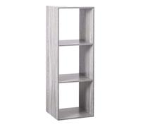 Etagère colonne 3 cases Mix ""Effet chêne"" Gris Atmosphera