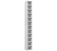 HOMCOM Rangements pour CD et DVD, étagère Colonne de Rangement, Meuble de Rangement avec 12 Compartiments, capacité Max. 204 CD, 21 x 20 x 175 cm, Blanc