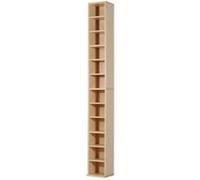 Étagère colonne - HOMCOM - rangement CD DVD 12 compartiments capacité 204 CD - bois - 21x20x175cm - naturel