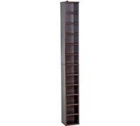 Étagère colonne armoire de rangement CD 12 compartiments 21L x 20l x 175H cm capacité max. 204 CD coloris noyer foncé Noyer G