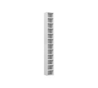 Etagère colonne armoire de rangement CD 12 compartiments 21L x 20l x 175H cm capacité max. 204 CD coloris blanc