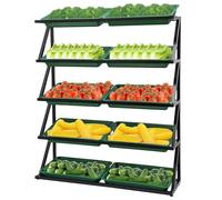 Étagère commerciale pour légumes et fruits, étagère de rangement robuste pour supermarché, magasin de détail, produits de collation, pommes de terre, oignons, organisateur de bouche biseautée peu