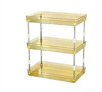 Étagère compacte à plusieurs niveaux pour comptoir de salle de bain pour organiser efficacement le maquillage, les soins de la peau et les articles de toilette dans des espaces restreints (3 niveaux