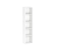Etagère cube colonne - bibliothèque - rangement 5 compartiments - dim. 30 x 24 x 133 cm - blanc