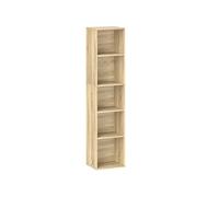 Etagère cube colonne - bibliothèque - rangement 5 compartiments - dim. 30 x 24 x 133 cm - effet bois naturel